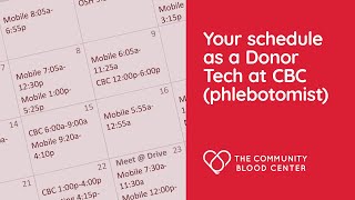 Our phlebotomists schedule Careers at The Community Blood Center