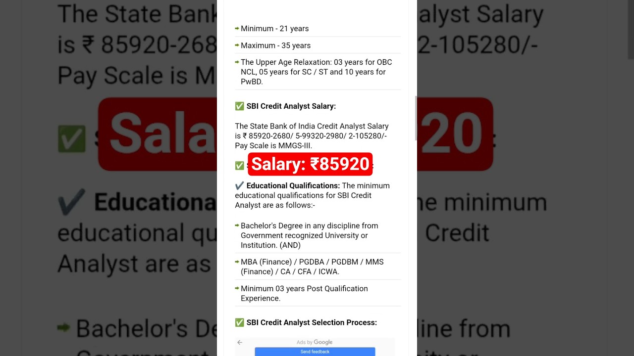 SBI Credit Analyst Recruitment 2025 Apply Online 63 Vacancies | Last Date 15th October