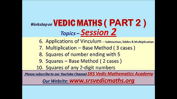Vedic Maths - Part 2  Session 2 (based on new syllabus)