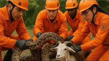 Heroic Rescue Team Rescue Battles a Giant Python to Save a Goat