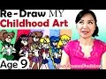 OLD Art VS NEW Art -  Re - Draw + Color my Childhood Art - Art Video | Mei Yu | Redraw Art Challenge