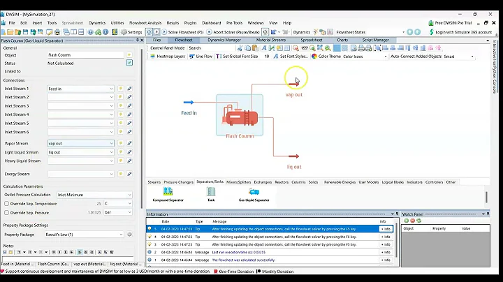 Exp 2B Flash Column in DWSIM