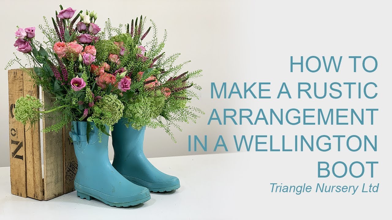 Rustic Arrangement in Wellington Boots 