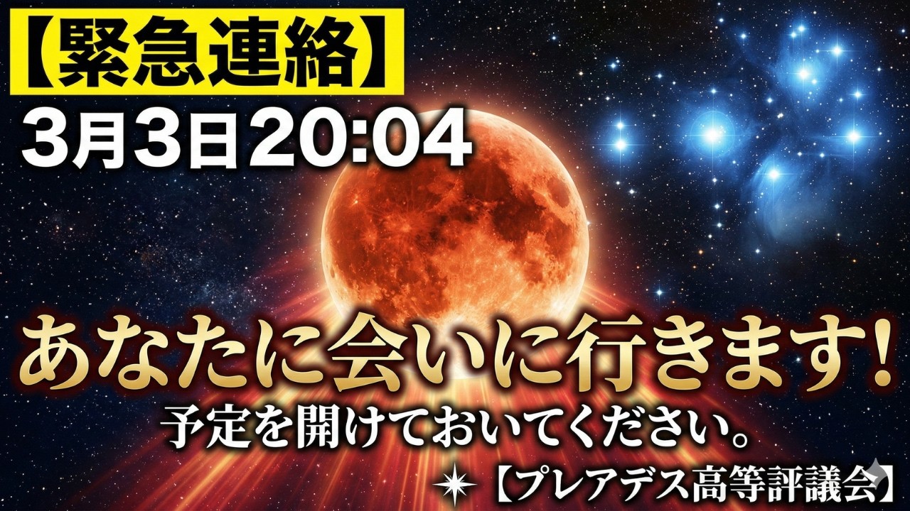 【緊急連絡】3月3日20時04分、あなたに会いに行きます！予定を開けておいてください。この59分間の過ごし方が全てを決めます【プレアデス高等評議会】