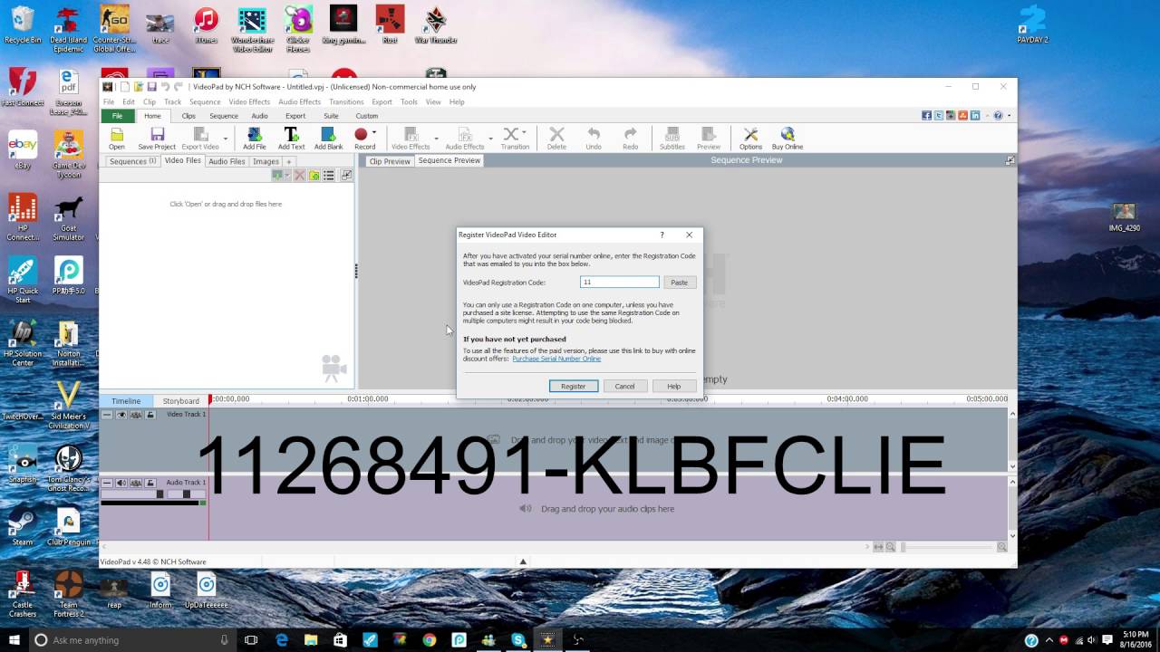 videopad registration code 4.58