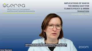 Details WCEREA Webinar — Implications of War in the Middle East for Climate Policy & Green Transition Guide