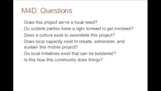 Mobiles for Development (M4D): Introduction for MobiMOOC 2012