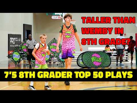 7'5 8th Grader TOP 50 PLAYS at MSHTV Camp - Jeremy Gohier Taller than Wemby