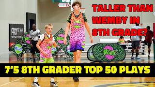 7'5 8th Grader TOP 50 PLAYS at MSHTV Camp - Jeremy Gohier Taller than Wemby