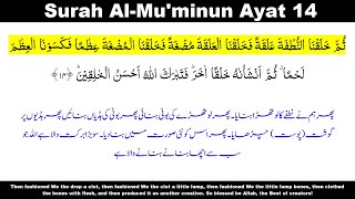 Surah Al Mu'minun Ayat 14 | Al-Mu'minun Ayat 14 |Surah Al Mu'minun Verse 14| Summa Khalaqnan Nutfata