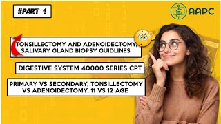 Part 1 || Tonsillectomy & Adenoidectomy || Digestive 40000 Series | Medical Coding | Coding with MD