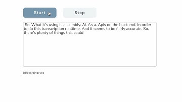 Assembly AI demo - realtime voice to text transcription within Bubble