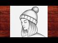 Cute Girl with Beanie Hat Drawing Tutorial | Simple Pencil Art for Beginners