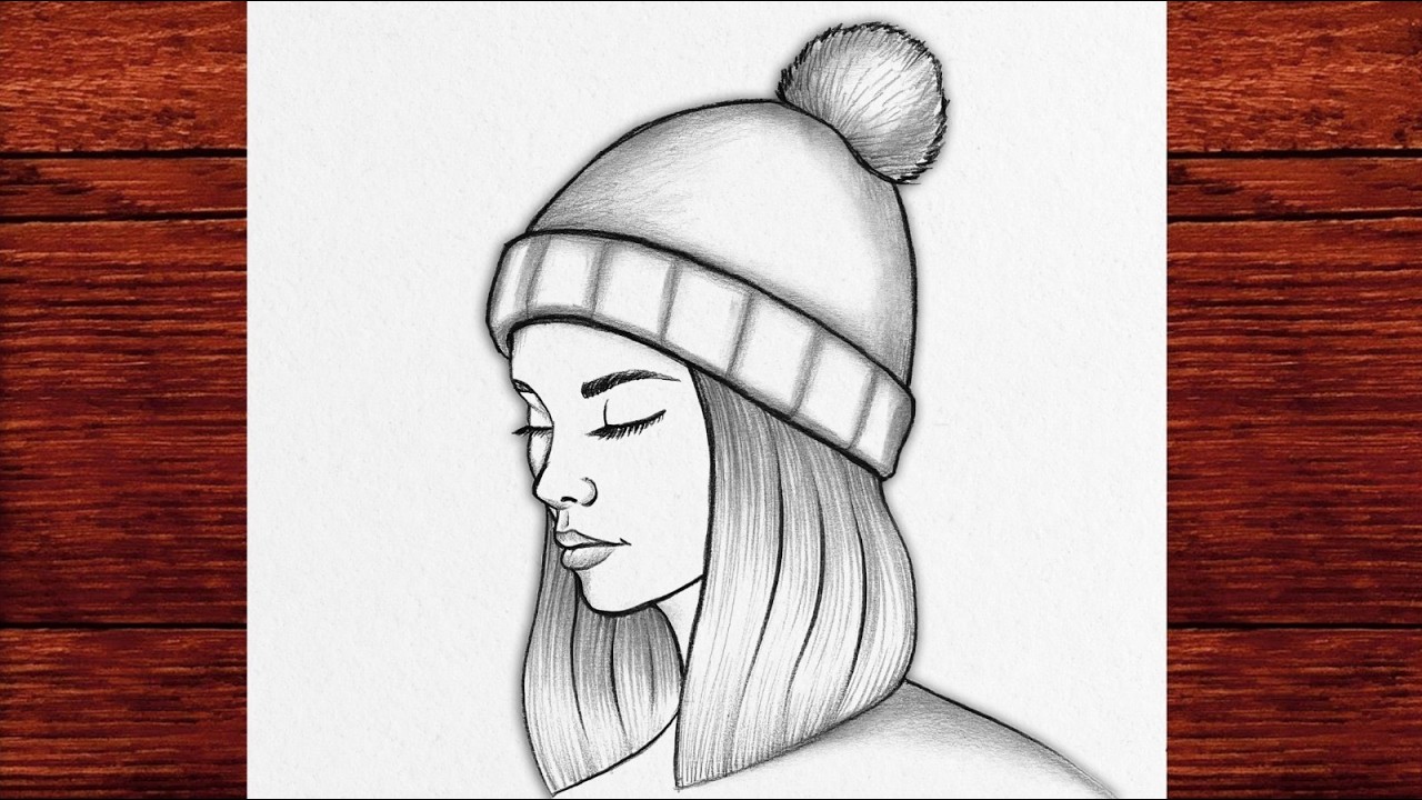 Cute Girl with Beanie Hat Drawing Tutorial | Simple Pencil Art for Beginners