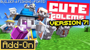 CUTE GOLEMS ADDON: 14 Helpers Golems Added to Minecraft Bedrock Survival Worlds