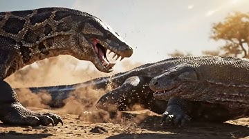 Brave Heroes Rescue a Monitor Lizard Trapped by a Giant Python – A Dramatic Fight for Life 🦎🐍