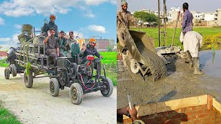 How Construction Workers are Casting RCC Roof Slab With Custom Made Concrete Mixer Machine & Lift