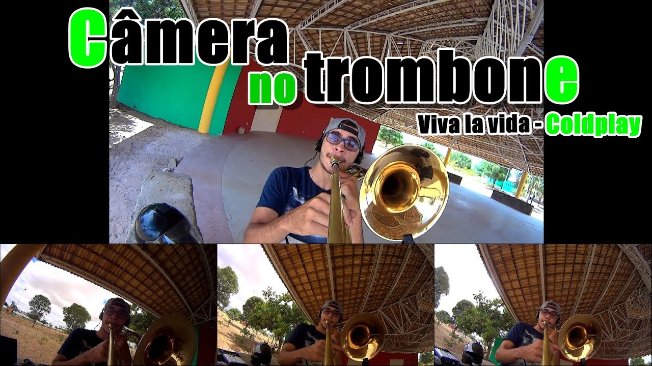 Câmera no trombone Viva la vida Coldplay Sony action cam YouTube