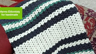 كروشية سجادة بغرزة الصدفة سهلة جدا للمبتدئين  crochet easy carpet with shell stitch for beginners