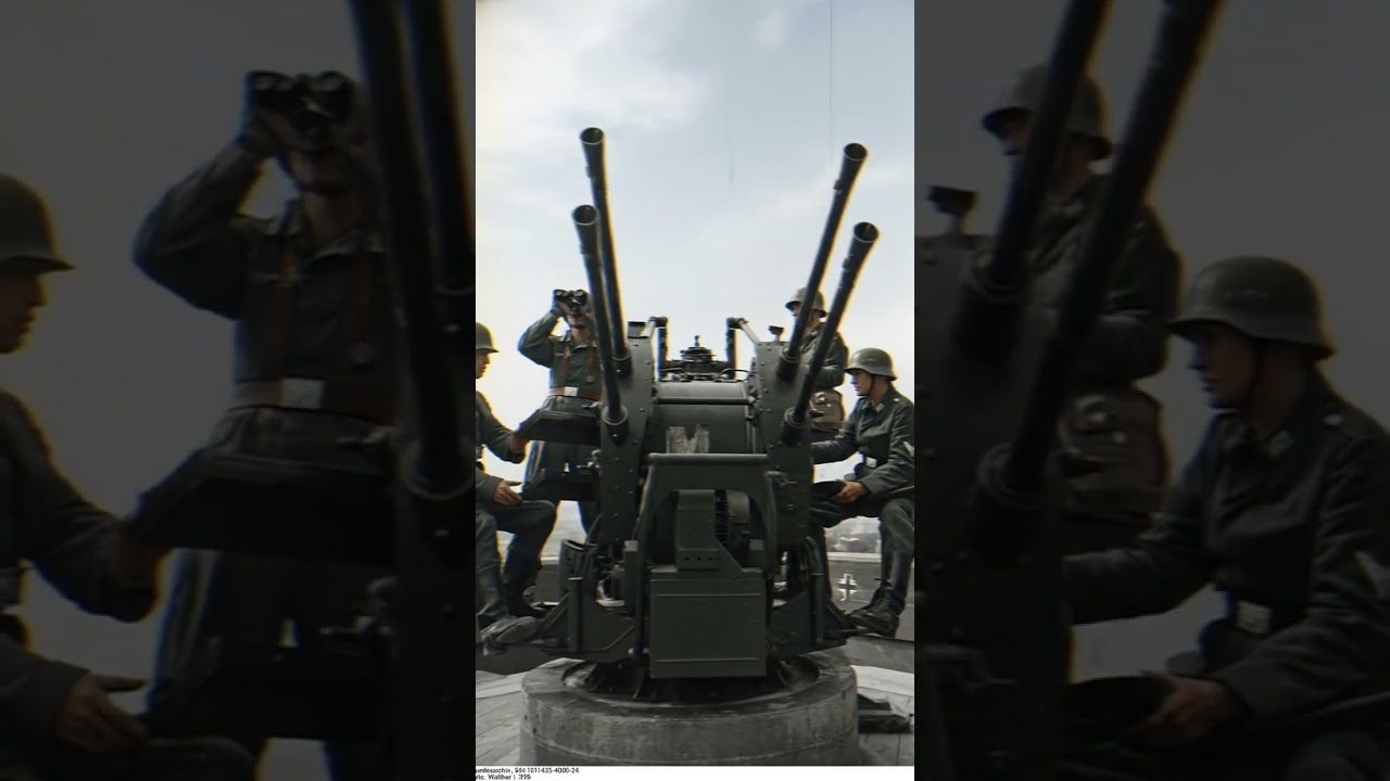 German 2 cm Flakvierling 38 quad anti-aircraft gun and crew
