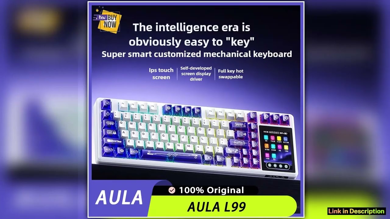 AULA L99 398inch Touch Screen Mechanical Keyboard Thrimode Gaming Keyboard Wireless Gasket Hotswap