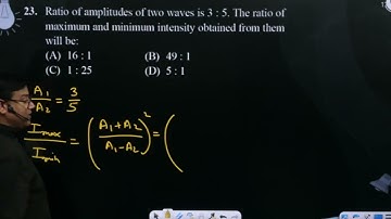 Ratio of amplitudes of two waves is 3 : 5. The ratio of maximum and minimum intensity obtained f....
