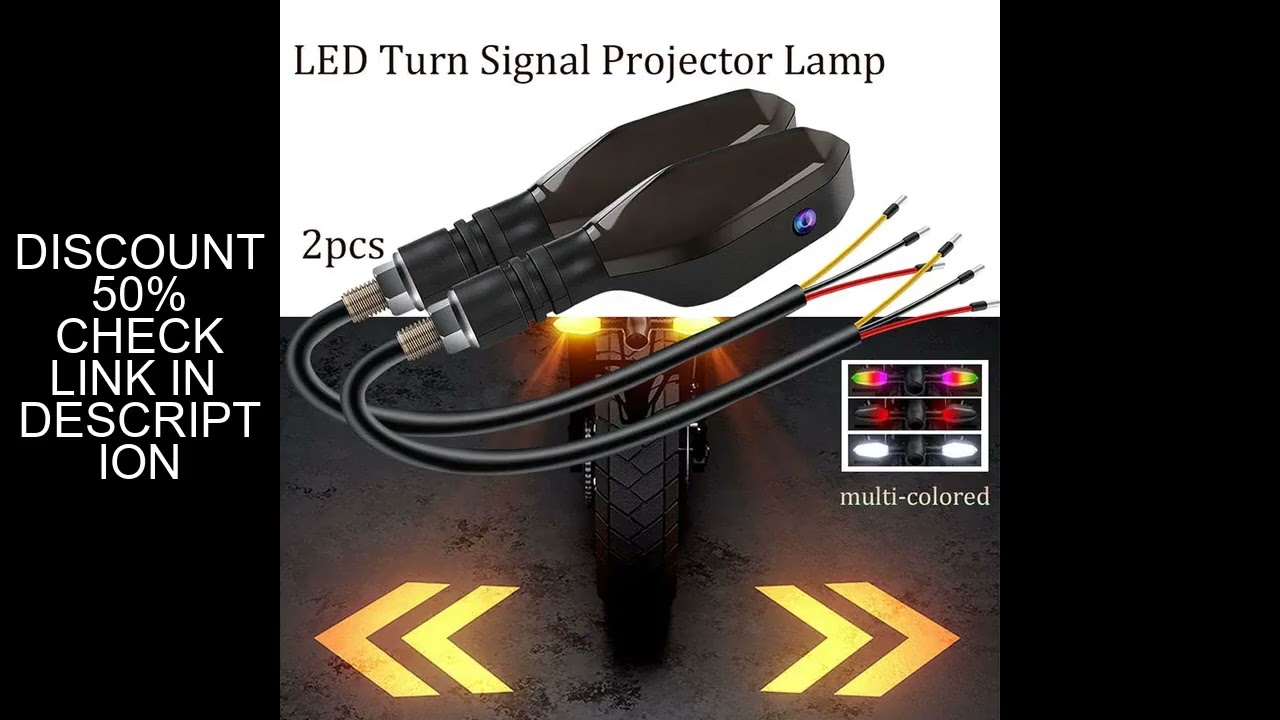 2PCS Universal Motorcycle LED Turn Signal Lamp Color Projection Lamp Sequential Flowing Flash Indica