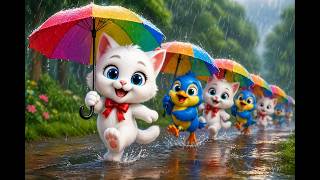 ABC &amp; 123 Learning with Cute Cat 🐱 | Funny Rain Dance with Animals 😄
