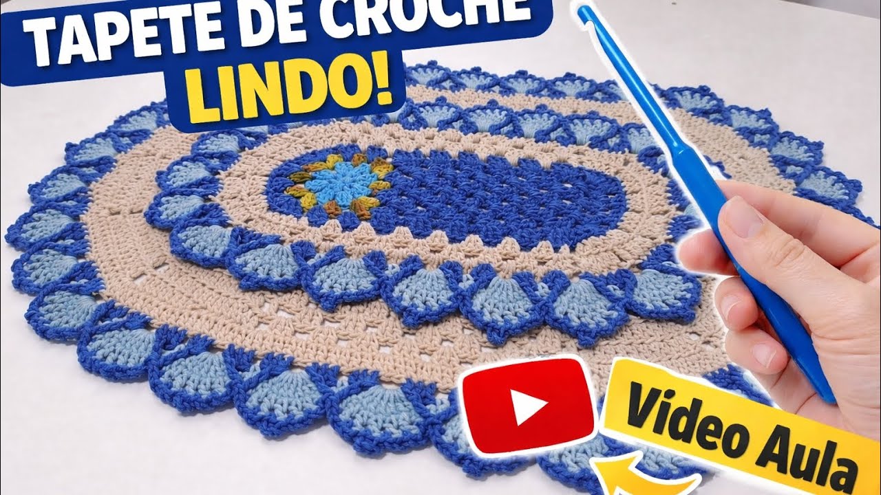 Tapete de Crochê Oval Lindo e Fácil | Passo a Passo Completo
