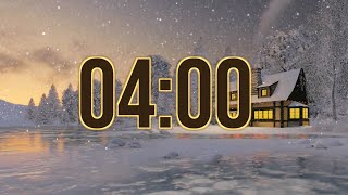 4 Minute Winter Countdown Timer ❄️ | Snow Falling with Gentle Alarm