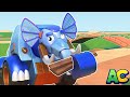 EXCAVATOR ELEPHANT repairs the BROKEN BRIDGE | AnimaCars - Rescue Team | Trucks Videos for Children