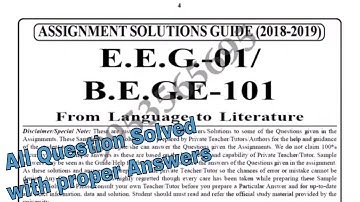 IGNOU EEG 01/BEGE 101 solved assignment 2018-19 | From Language to Literature
