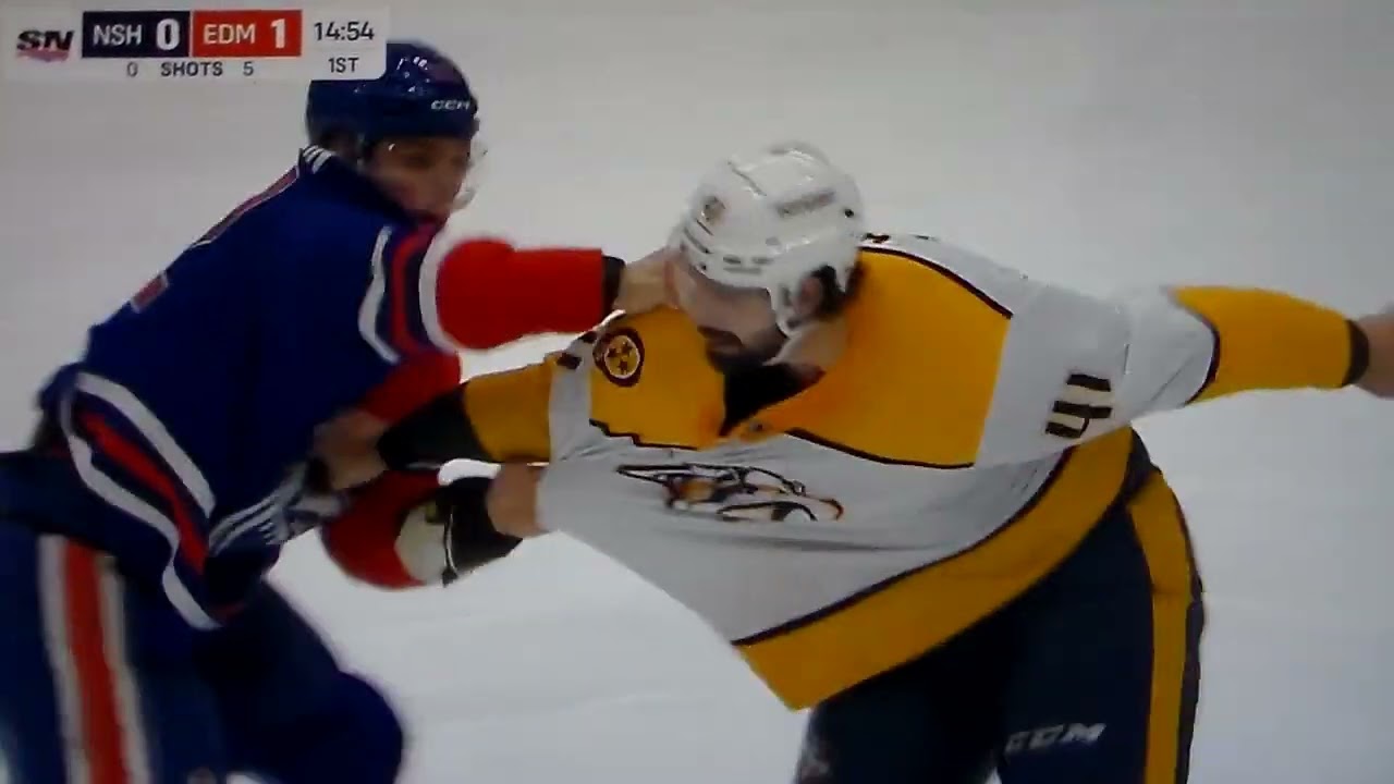 NHL Hockey fight - Vasily Podkolzin(Oilers) vs. Nicolas Hague