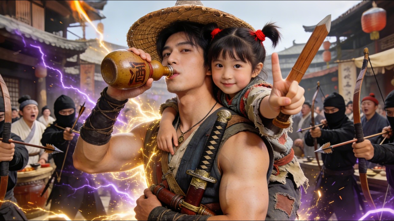 Sword God Dad: One sip of wine, one sword strike, and the gang is defeated.#drama #movie