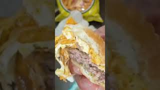 Queso Funyuns egg Cheese burger see full video below👇 #burger #food #foodie #cooking