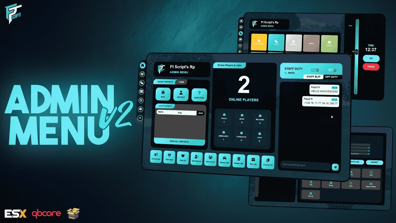 [Free] V2 FiveM Admin Menu Script | ESX, QBCore & QBX Compatible |  Ft Scripts |