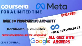 More C# Programming  and Unity,(week1-4) All Quiz Answers.#coursera #learning #courses #quiztime