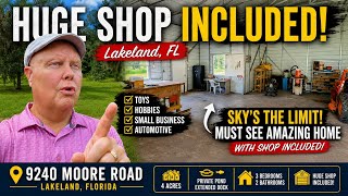 Wait Until You See This HUGE SHOP! 🔥 Lakeland, Florida Home for Sale