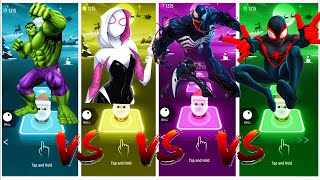 Hulk 🆚 Spider Gwen 🆚 Venom  🆚 Spiderman | Marvel Heroes | Tiles Hop / Tiles Hop EDM Rush 🔥