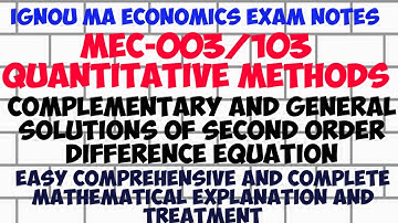 Complementary And General Solutions Of Second Order Difference Equation By Jitendra Kumar Economics.