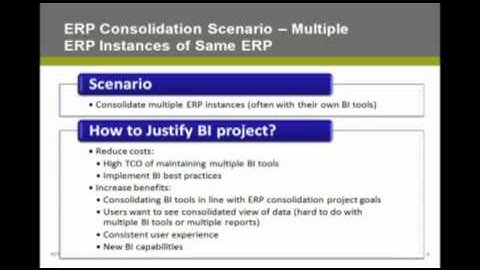 ERP Driven Scenarios for Implementing BI - ERP Consolidation : 5 of 13 : Webinar : OBIEE Analytics