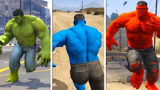 The Incredible Hulk! Hulk Running Comparison! GTA V MODs!