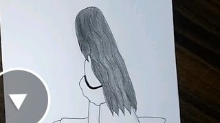 رسم بنات|تعليم رسم بنت من الخلف بالرصاص للمبتدئين بطريقة سهلة وبسيطة| رسم شعر بنت|رسم سهل كيوت|الرسم