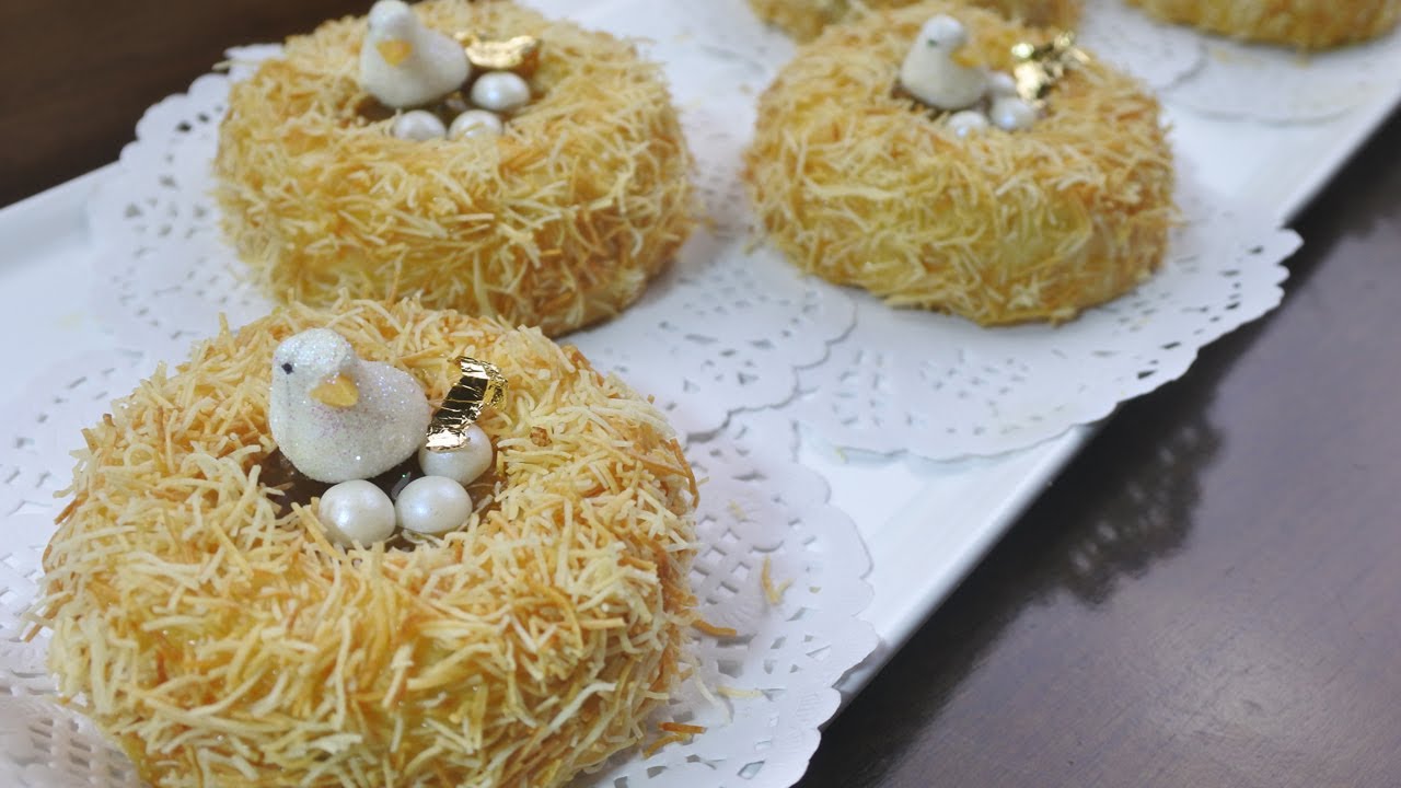 حلويات راقية صابلي عش البلبل بالقطايف والكراميل بنين هايل للاعراس والأعياد - حلويات طبخات ياسمين