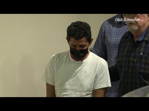 Luis Calderon arrived at the Galveston County jail Tuesday night, under escort by Galveston Coun...