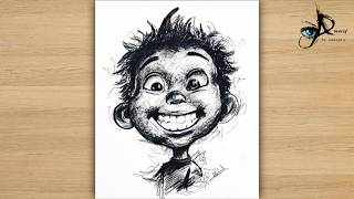 How to draw Cute Cartoon Boy Drawing 😍 | Easy Scribble Art Tutorial for Beginners | Art Dream World