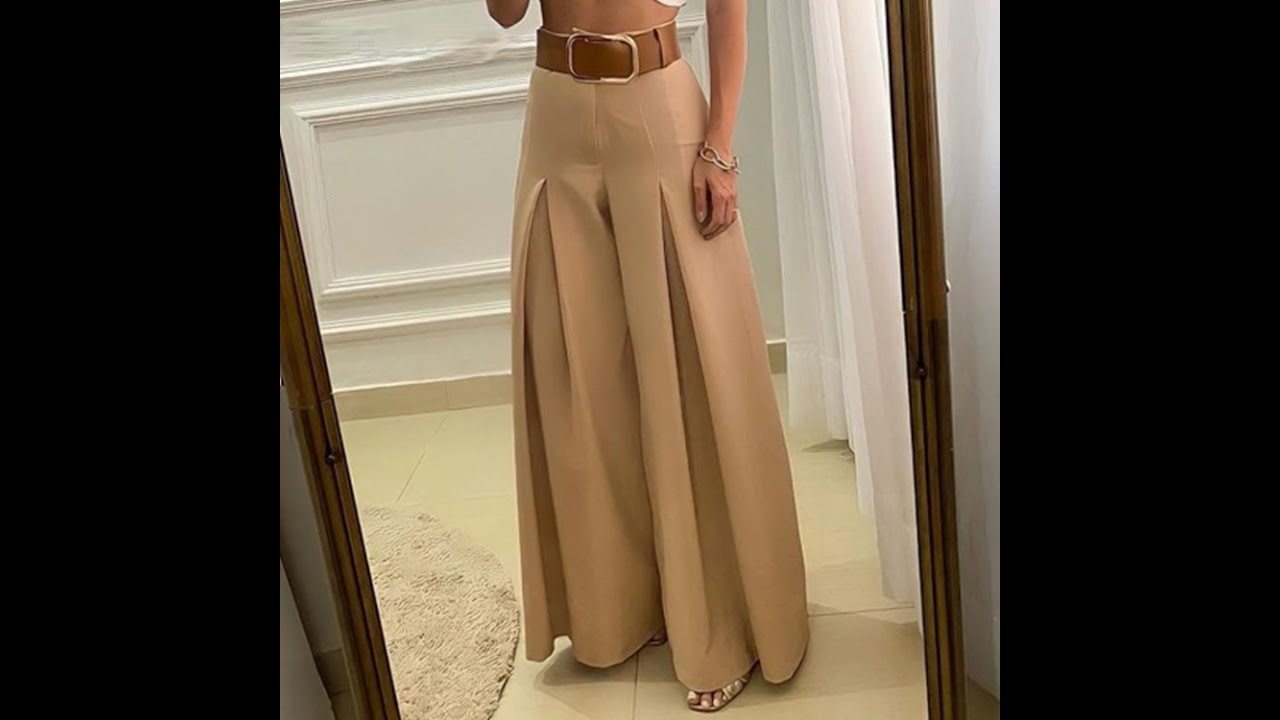 Piera Vintage High Waist Folded Wide Leg Pants