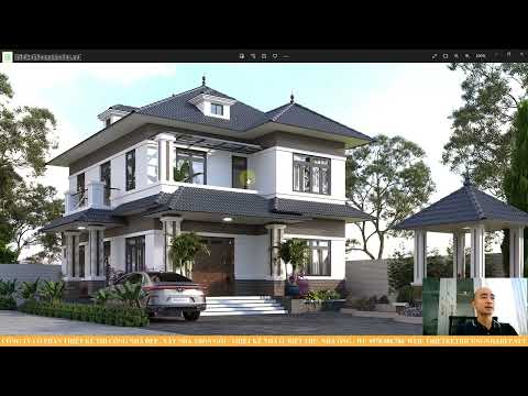 Video Bản vẽ biệt thự 2 tầng có 5 phòng ngủ mái nhật 9x14m... - youtube
