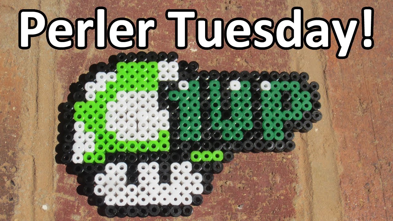 bead hama 1up 1UP Mario BEAD: (Giveaway Tutorial PERLER Mushroom! #63)
