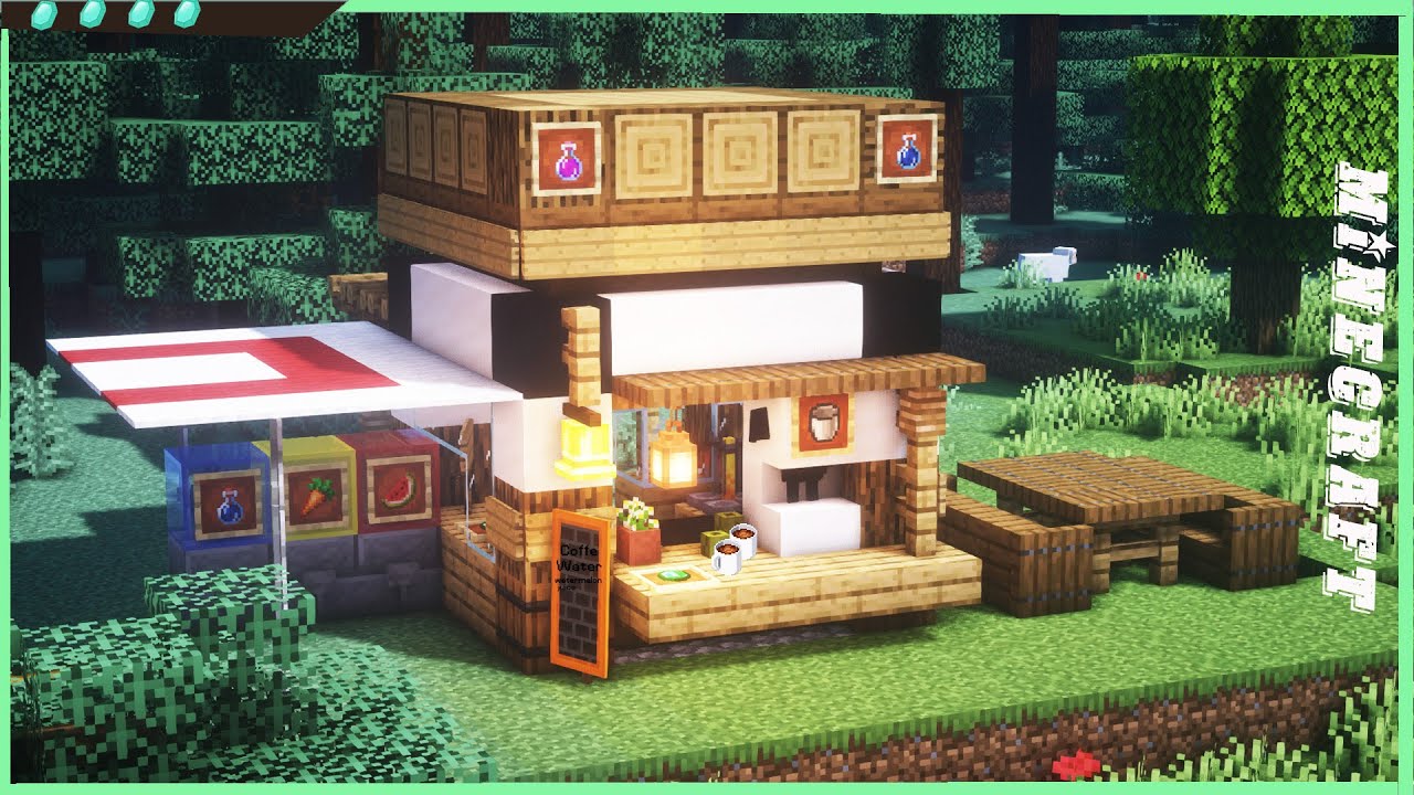 Minecraft: How to build a take away drinks shop in Minecraft - YouTube